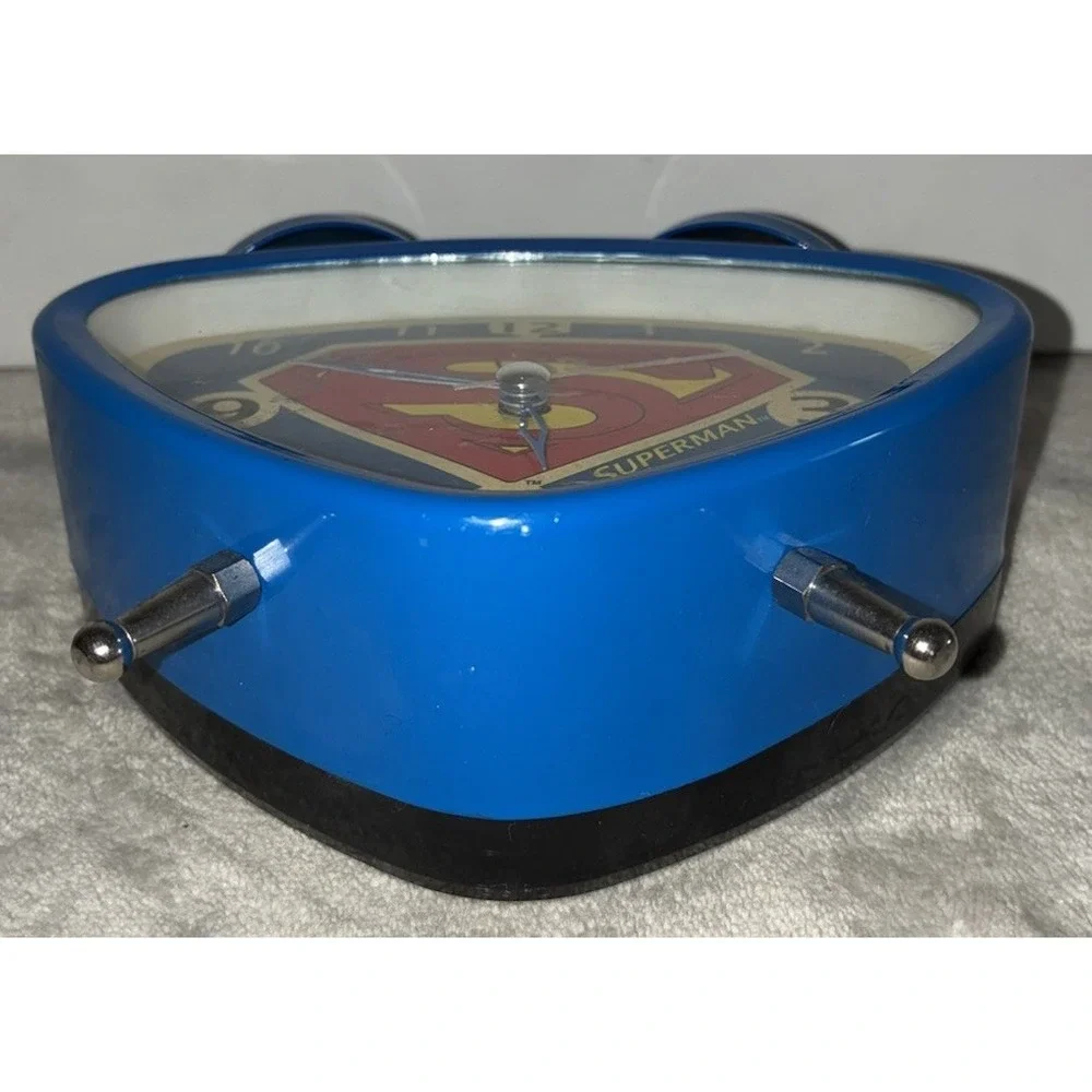 Vintage Superman Clock DC Comics Collectible Decor 715UA158 Blue Twin Bell